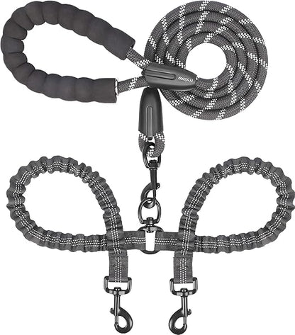 Double Dog Leash with 360° Swivel & No-Tangle Design