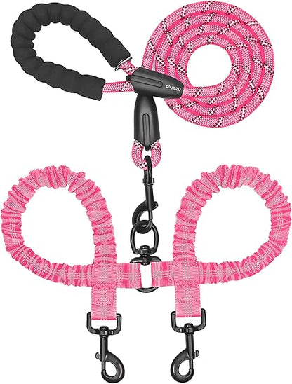 Double Dog Leash with 360° Swivel & No-Tangle Design