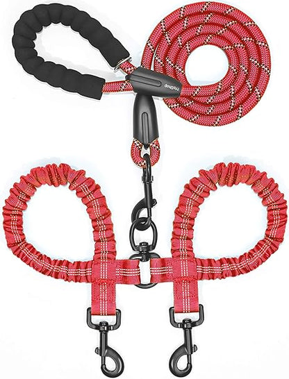 Double Dog Leash with 360° Swivel & No-Tangle Design