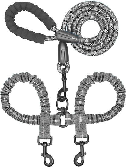 Double Dog Leash with 360° Swivel & No-Tangle Design
