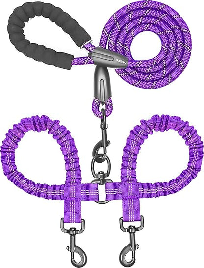 Double Dog Leash with 360° Swivel & No-Tangle Design