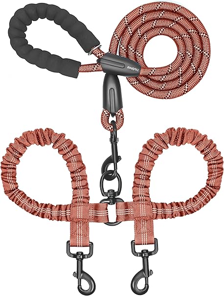 Double Dog Leash with 360° Swivel & No-Tangle Design