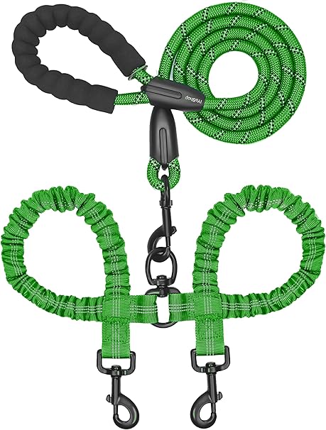 Double Dog Leash with 360° Swivel & No-Tangle Design