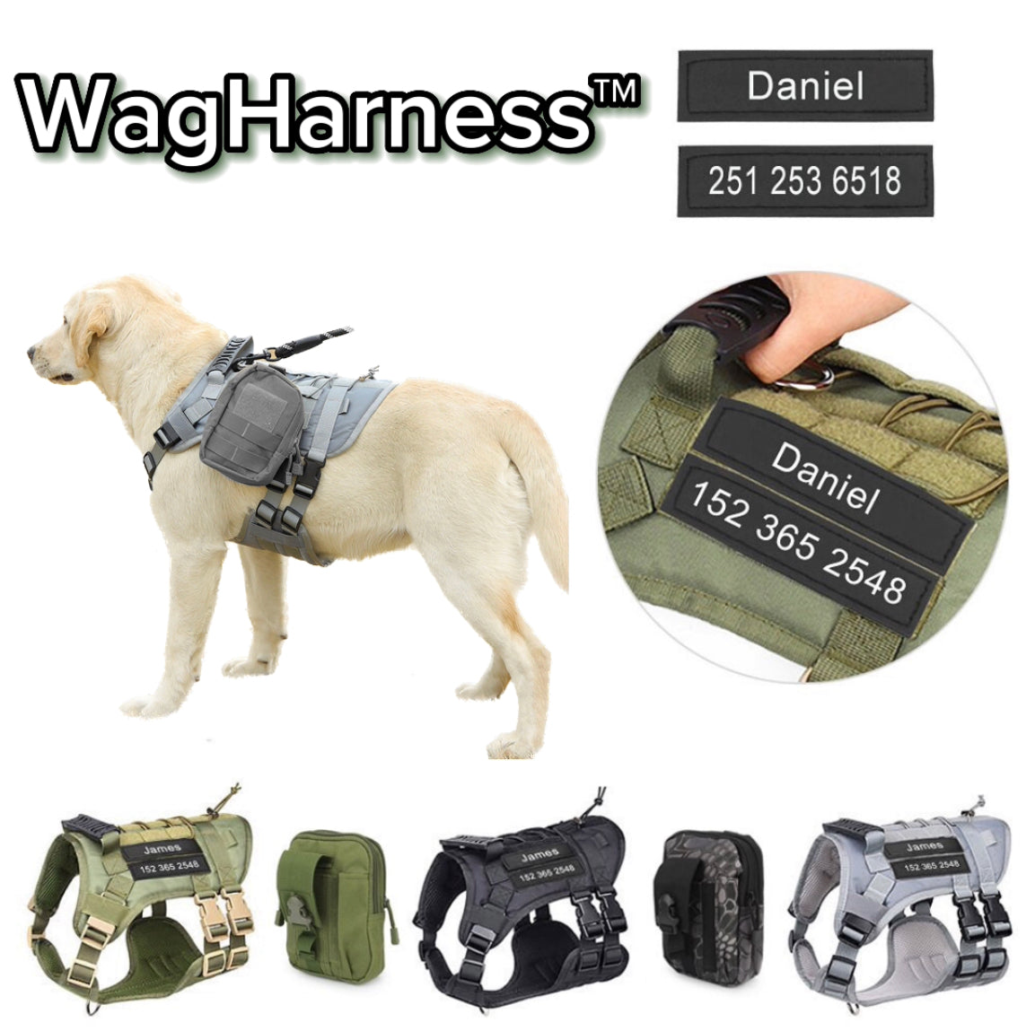 Customized Tactical Dog Harness (Adjustable)