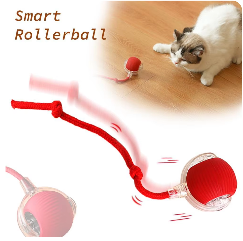 Interactive Automatic Rolling Ball with Fake Tail for Cats and Dogs