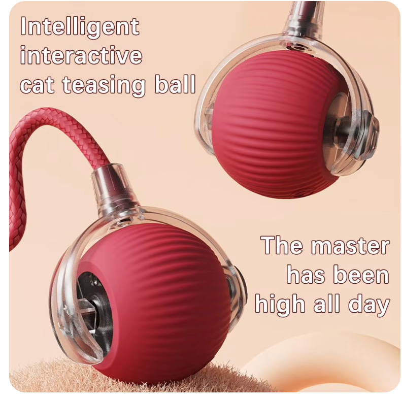 Interactive Automatic Rolling Ball with Fake Tail for Cats and Dogs