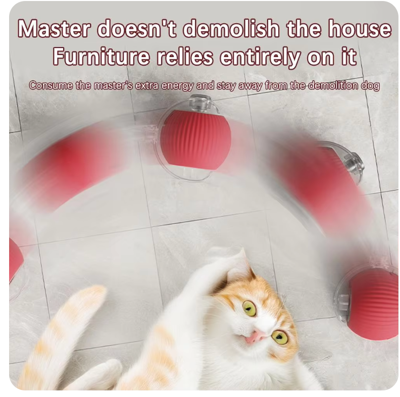 Interactive Automatic Rolling Ball with Fake Tail for Cats and Dogs