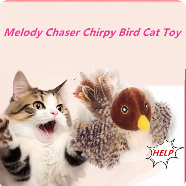 Interactive Cat Toy Flapping Bird with Chipping Sounds (Rechargeable)