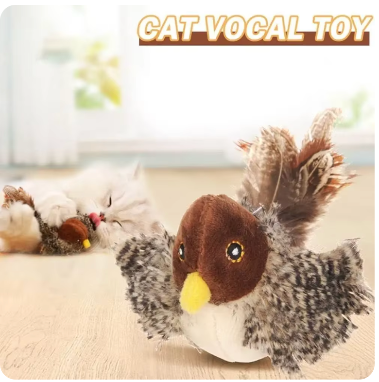 Interactive Cat Toy Flapping Bird with Chipping Sounds (Rechargeable)