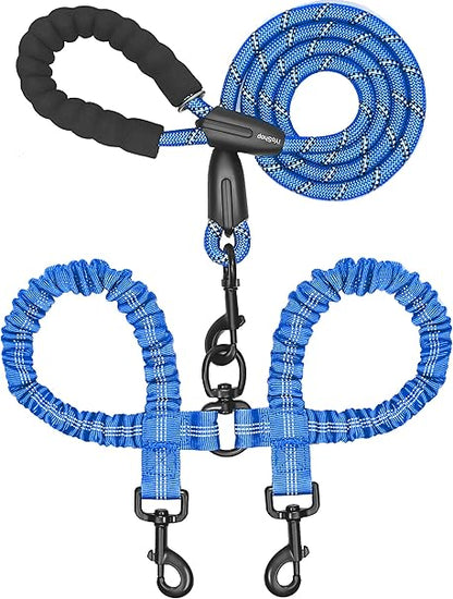 Double Dog Leash with 360° Swivel & No-Tangle Design