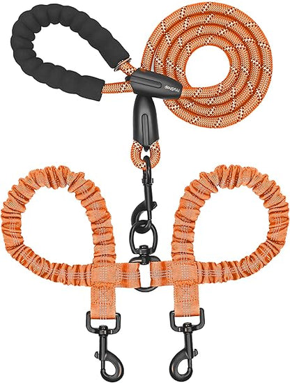 Double Dog Leash with 360° Swivel & No-Tangle Design