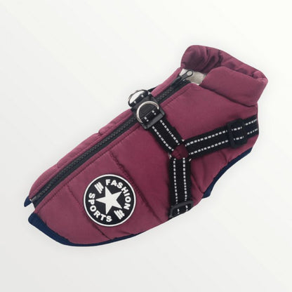 Waterproof Winter Dog Jacket with Built-in Harness