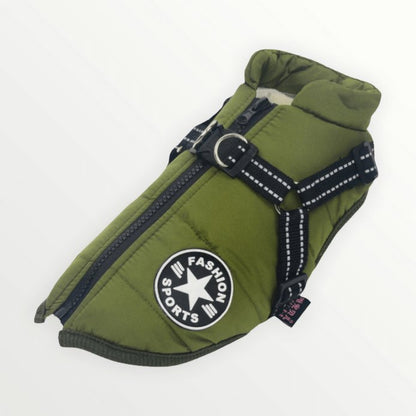 Waterproof Winter Dog Jacket with Built-in Harness